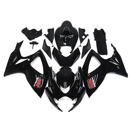 Gloss Black Motorcycle Fairings Compatible for Suzuki 06 07 GSXR600 GSXR750 K6 2006 2007 GSX-R600 GSX-R750 Fairing Kit ABS Plastic Injection Bodywork Body Kits - color: Gloss Black