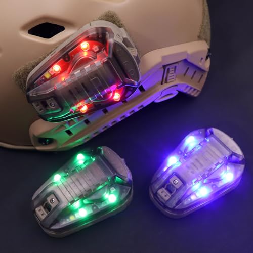 Tactical IR Strobe Helmet Light Military Identification Lights with Visible LED + White Strobe Survival Signal (Tan-Red) - color: Tan-Red