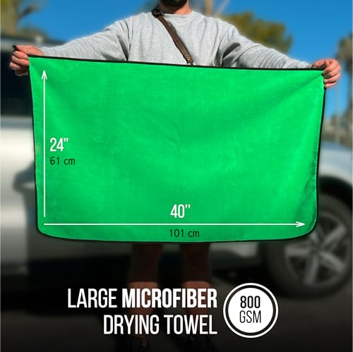 Extra Large Car Drying Towel - 800 GSM Premium Microfiber Drying Towels for Cars - Car Drying Towels Extra Large Super Absorbent, Professional XL Car Towel for Any Vehicle - 40x24, Green - color: Green