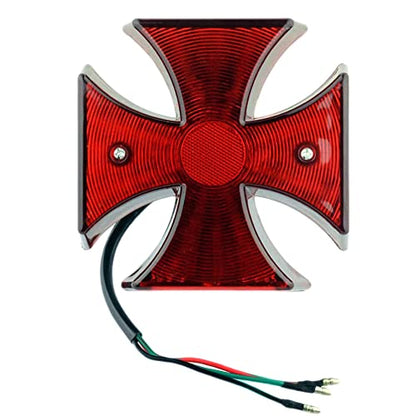 Motorcycle Custom Tail light Rear Light 4.75inch Cross Red Lens LED Tail Brake License Plate Light Lamp