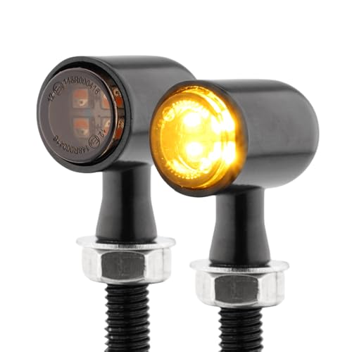 TSUNG Mini Motorcycle Turn Signals Light LED Micro Blinkers for Front/Rear Universal Aftermarket Small Indicator for Cafe Racer Bobber Cruiser Street Bikes (D-Black Amber) - color: D-Black Amber