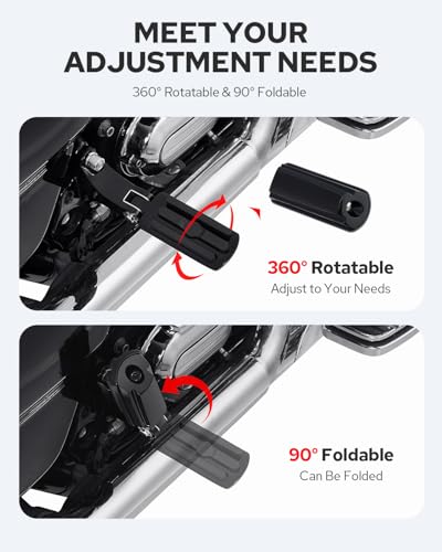 Benlari Passenger Foot Pegs, Passenger Mini Footboard Footpegs Fit for Harley Davidson Touring Road King Electra Glide Road Glide Street Glide 1993-2024 (Black) - color: Black