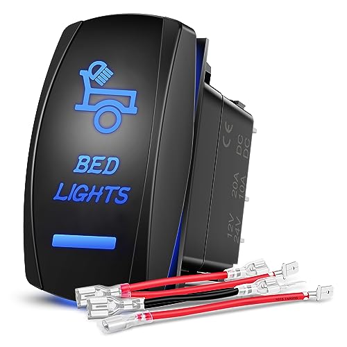 Nilight Bed Lights Rocker Switch Led Light Bar 5 Pin Laser On Off SPST switches 20A/12V 10A/24V for Truck Pickup Rock Cars Boats Cargo Camper Van RVs - size: BED LIGHTS