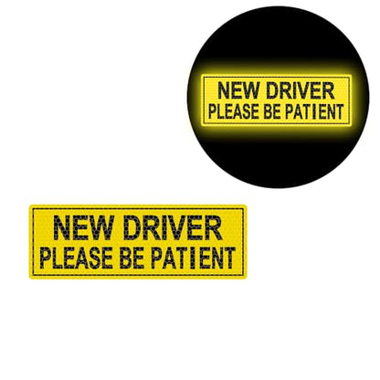 2pcs High Intensity Reflective New Driver Car Sticker Waterproof Student Driver Please Be Patient Decal for Car Window Bumper Reflective Night Safety Warning Decal (Yellow) - color: Yellow