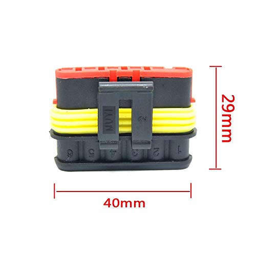 MUYI 10 Kit 6 Pin Way Waterproof Electrical Connector 1.5mm Series Terminals Water Resistend - style: 6pin connector(10 sets)