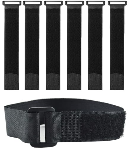 6 Pack (24 x 2 Inch) Reusable Fastening Cable Straps,Adjustable Multi-Purpose Hook and Loop Straps Nylon Cable Ties for Wire Cable Management Home Office Garage Outdoor Organization - size: 24'' x 2'' (Black)