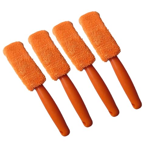Premium Car Cleaning Tools - Wheel Tire Brush & Microfiber Twist Braided Cloth, Essential Auto Detailing Accessories for Spotless Shine (2, Orange) - color: Orange