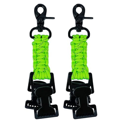 KUNN Double End Tactical Glove Clips Work Glove Holders Hardhat Holder for Heavy Duty Belt,Outdoor Backpack - color: Lime Green-2pcs