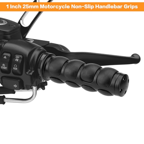 Motorcycle Hand Grips 1 Inch 25MM Handlebar Grip Throttle Non-Slip Universal Compatible with Harley Davidson Dyna Sportster 883 Road King Electra Glide Street Glide - color: Black-C
