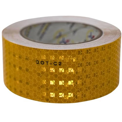 DOT-C2 Reflective Tape, Yellow/Orange Safety Warning Hazard Caution Conspiciuity Tape for School Bus Truck Trailer Boat Semi Motorcycle Bike and Helmet Waterproof (2 in x 50 FT) - size: 2 IN x 50 FT