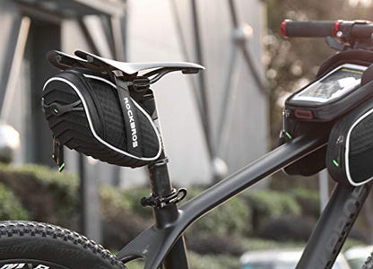 ROCKBROS Bike Seat Bag, Bicycle Saddle Bag Under Seat 3D Shell Cycling Seat Pack for Mountain Road Bikes Black - color: Black