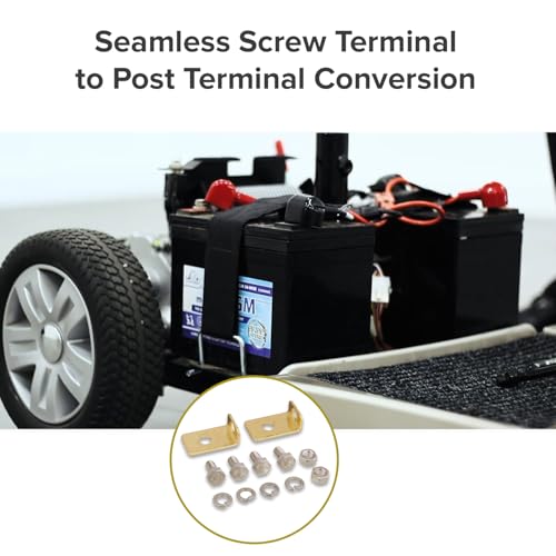 AlveyTech L Terminal Adapter Kit for Mobility Scooter & Power Chair Batteries (Screw Terminal to Post/Flag Terminal)