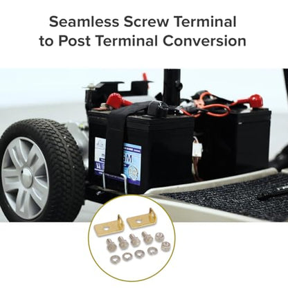 AlveyTech L Terminal Adapter Kit for Mobility Scooter & Power Chair Batteries (Screw Terminal to Post/Flag Terminal)
