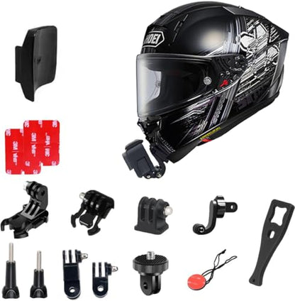 Shoei X-15 / X-Fifteen Chin Mount Kit - Racing Helmet Camera Mount Compatible with GoPro Hero Ins360 DJI Etc. Track Day Vlogging Setup (11pcs)