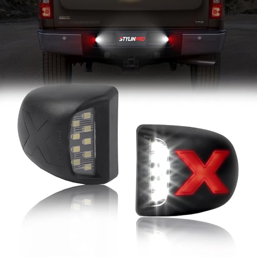 LED License Plate Lights w/X-style Red Lights & Smoke Lens | for Chevy Silverado GMC Sierra 1500 2500 3500 Suburban Tahoe Avalanche Cadillac Yukon Tag Lamp - color: X-Style Smoked
