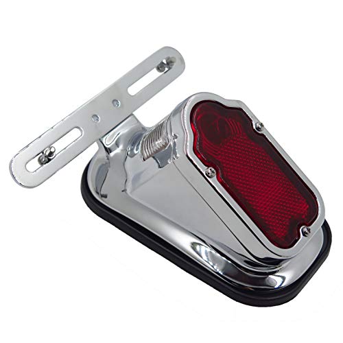 XH3118B-A- Motorcycle Chrome Red Metal Tombstone Brake Tail Light Signal Compatible with Motorcycle Bike - color: Red