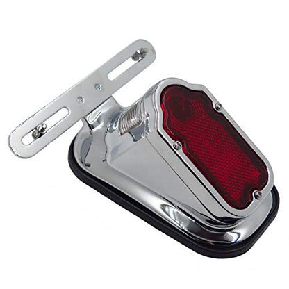 XH3118B-A- Motorcycle Chrome Red Metal Tombstone Brake Tail Light Signal Compatible with Motorcycle Bike - color: Red