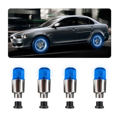 4 PCS LED Tire Valve Lights, Waterproof Light up Air Neon Bicycle Motorcycle Tyre Valve Flash Lights, Bike Truck Golf Cart Wheel Assemblies Lamp, Exterior Car Accessories (Blue) - color: Blue