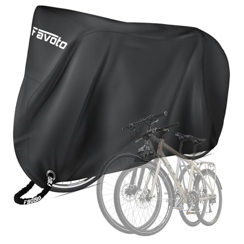 Favoto Bike Cover Waterproof Outdoor - Bicycle Cover for 2 Bikes XXL Sun Rain Dust Wind Protection Heavy Duty with Storage Bag Bike Tarp for Mountain, Road & Electric Bikes - color: Black, size: XXL for 2 bikes