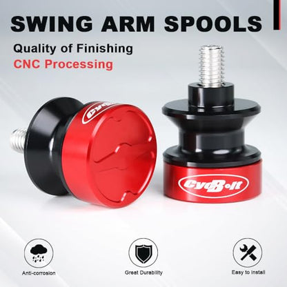 10mm Swing Arm Spools Sliders CNC Red M10 Stand Slider for M10x1.25 Motorcycle Swing Arm Fit for CFMoto 450SS 450SR 700 CL-X 800MT EX250 EX300 EX500 EX650 Ninja 500 ZX10R ZX14R Z1000 | For M10x1.25 Motorcycle Swing Arm Fit for CFMoto 450SS 450SR 700 CL-X