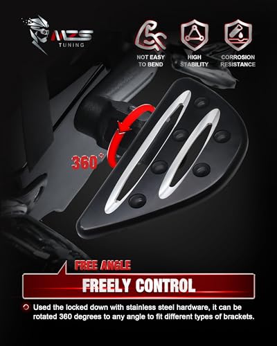 MZS Motorcycle Passenger Foot Pegs, 360° Roating Touring Floorboards + Motorcycle Cover Waterproof Outdoor, 420D All Season Weather Compatible with Dyna Electra Road Street Glide Road King Softail