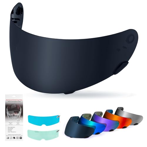 XINGWU Motorcycle Helmet Visor for Qualifier Tinted Helmet Visor with Anti-fog Rainproof Film UV Protection Face Shield Replacement for Bell Qualifier/Star/Vortex/RS-1/Revolver (Deep Black) - color: Deep Black