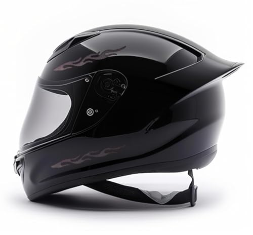 customTAYLOR33 High-Intensity Grade Premium Reflective Tribal Flame Helmet Decals, Motorcycle Safety Sticker Decals (Black) - color: Black