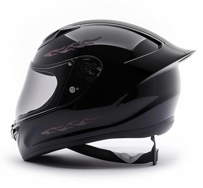 customTAYLOR33 High-Intensity Grade Premium Reflective Tribal Flame Helmet Decals, Motorcycle Safety Sticker Decals (Black) - color: Black