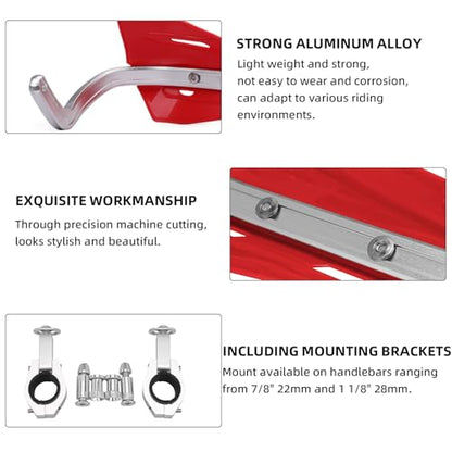 JFG RACING Motorcycle Hand Guards,Universal 7/8" 22mm and 1 1/8" 28mm Handle Bar Dirtbike Handguards for CRF CR XR 110 150 250 300 Dirt Bike Pit Bike Motocross Supermoto ATV Scooter Ebike-Red - color: red