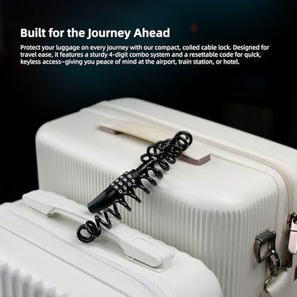 Small Combo Bike Lock Cable, Retractable Combination Cable Lock with Code, for Travel Safe Luggage, Suitcase, Scooter Ebike Bicycle Motorcycle Helmet Anti Theft, Outdoor Ski Snowboard
