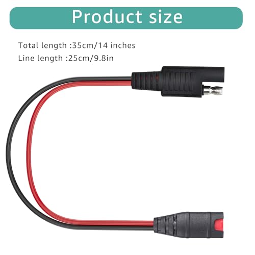 SAE Wiring Harness, Compatible with NOCO Genius 5 GC009 intelligent battery charger 4269, with 14AWG pure copper SAE connector tail fiber, used for motorcycle/ATV/UTV/car adapter connection components