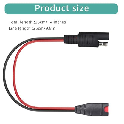 SAE Wiring Harness, Compatible with NOCO Genius 5 GC009 intelligent battery charger 4269, with 14AWG pure copper SAE connector tail fiber, used for motorcycle/ATV/UTV/car adapter connection components