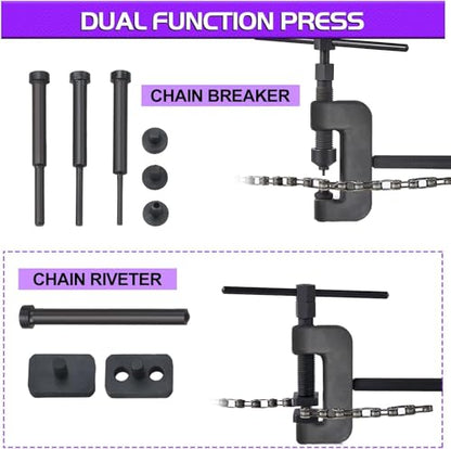 Motorcycle Chain Breaker, Heavy Duty Chain Splitter/Breaker Link Riveting Tool Kit Replacement for Motorcycle, Bike, ATV Bicycle Repair Tools