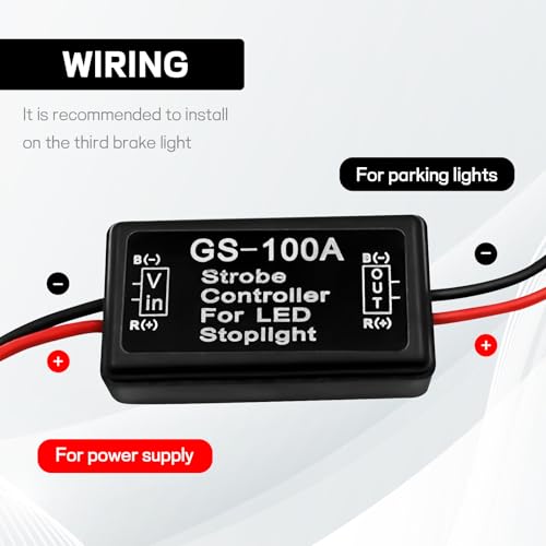 wuyaoyao 2PCS GS-100A Brake Light Flasher Strobe, 12V-16V LED Tail Stop Lights Flash Module, High Mount/3rd Brake Lights Flash Strobe Controller, Flasher Module for Motorcycles Cars Trucks (2 PCS) - size: 2 PCS