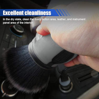 2PCS Car Detailing Brushes, Ultra Soft Bristles Dusting Brushes with Storage Rack, Curveball XL Synthetic Brushes, Covers Large Area Cleaning Tool for Inside or Outside Vehicles (Grey) - color: Grey