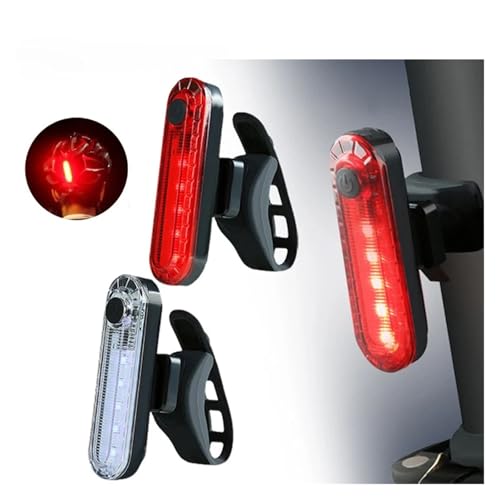 Bike Rear Tail Light USB Rechargeable White Red LED Bright Bicycle Taillights Safety Warning Helmet Lights Cycling Accessories Tails Brakes Lights - color: White 2pcs