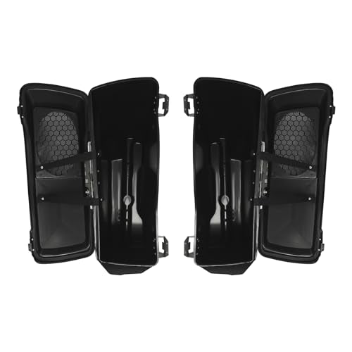 TCMT Vivid Black 5" Stretched Saddlebags 6X9 Speaker Lid Fits For Harley Touring Models CVO Road Glide Road King Street Glide Electra Glide Ultra Classic 1994-2013 - color: Vivid Black Chrome Latches(6x9 Speaker Lid)