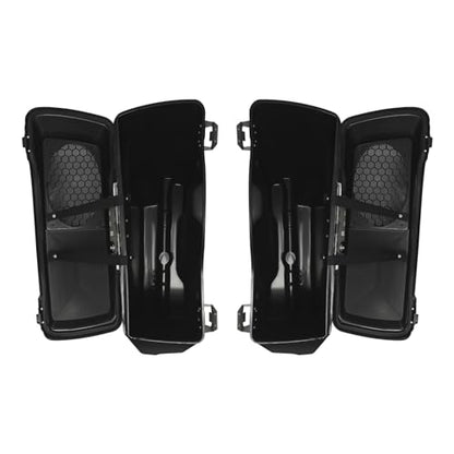 TCMT Vivid Black 5" Stretched Saddlebags 6X9 Speaker Lid Fits For Harley Touring Models CVO Road Glide Road King Street Glide Electra Glide Ultra Classic 1994-2013 - color: Vivid Black Chrome Latches(6x9 Speaker Lid)