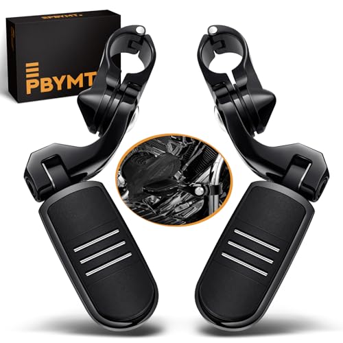 PBYMT Highway Pegs Long Angled 304 Stainless Steel, Highway Footpegs Footrest Fit For 1''&1.25''(25/32mm) Crash Bars Compatible with Harley Davidson Touring Black - color: BLACK, size: SHORT