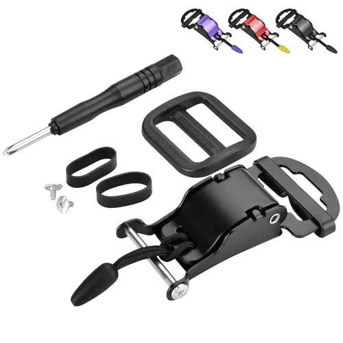 Lamborsafe Helmet Quick Release Buckle Kit, Motorcycle Helmet Chin Strap Clip for Full Face, 3/4, Half Helmets with D-Rings, Fast Release Fasteners Made by Safe Ratcheted Stainless Steel(Black) - color: Black