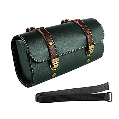 YIBO Motorcycle Fork Bag Quick Release Bag Side Bag Waterproof Universal Tool Bag American Bicycle Side Bag Leather Small Tool Bag (Green 2) - color: Green 2