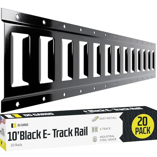 Twenty 10-ft E Track Tie-Down Rail, Powder-Coated Steel ETrack TieDowns, Horizontal 10' E-Tracks, Pack of 10 Bolt-On Tie Down Rails for Cargo on Pickups, Trucks, Trailers, Vans - size: 20-pack