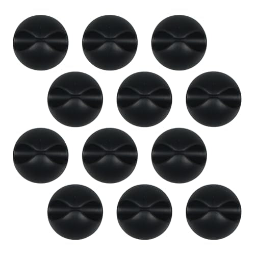 12-Pack Cable Clips, Self-Adhesive Cord Organizer Wire Holder for Desk, Wall, Car, Office & Nightstand, Easy Install (12 Pcs-1 Hole Black) - color: 12 Pcs-1 Hole Black