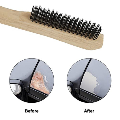 VASTOOLS Wire Brushes Pack of 6. for Cleaning Welding Slag, Rust and Dust. 10" Heavy Duty Carbon Steel Shoe Handle Wire Scratch Brush - style: 10inch-6pc