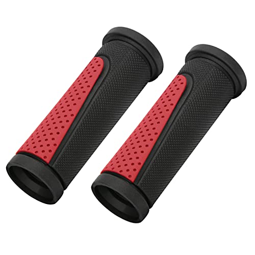 TOPCABIN Bike Handlebar Grips,Short Mini Bicycle Handlebar Grips Two-Color Rubber Bike Grips Fit Many Standard Bikes 2PCS 90MM Length - color: Black + Red - 90mm