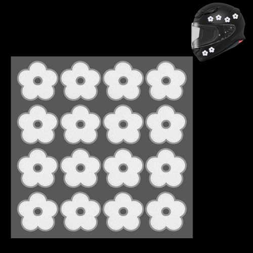 PH PandaHall 6pcs Reflective Stickers White Flower Reflective Decal Self Adhesive Motorcycle Helmet Stickers Waterproof Vinyl Sticker for Laptop Helmet Bicycle Car Motorcycle Bike Trailer Mailbox Bag - color: White