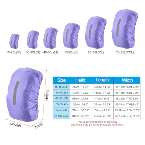 PATIKIL Waterproof Backpack Rain Cover, Non-Slip Backpack Cover with Vertical Reflective Strap Stay Dry for Hiking, Camping, Hunting - color: Purple, size: X-Large