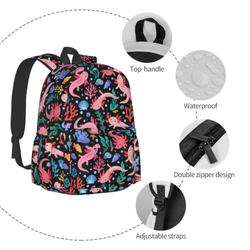 Axolotl Backpack Bookbag Laptop Backpacks Multipurpose Daypack for Boys Girls School Men Women Travel Hiking - color: Axolotl