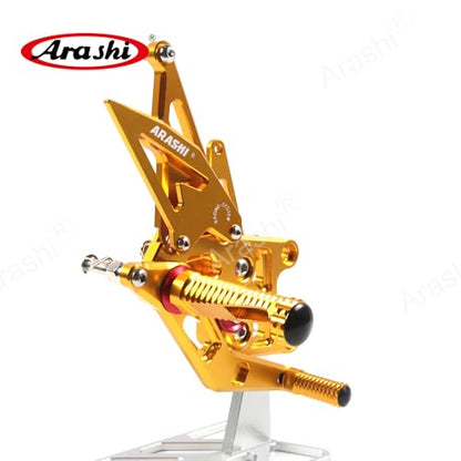 Arashi Version 2.0 Adjustable Rearsets for Honda CBR600RR 2017-2023 ABS include, Gold - color: Gold, size: CBR600RR 2017-2023 ABS include
