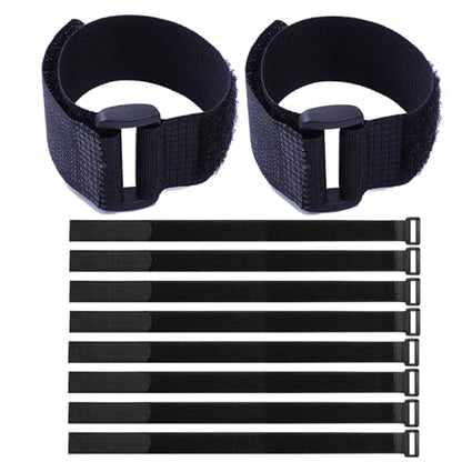 Fastening Hook and Loop Cable Straps,10Pack Black Self-Adhesive Cable Ties,Nylon Securing Straps with Buckles,Adjustable and Reusable Cinch Straps for Cords Organized and Tidy(1" x 31") - size: 1" x 31"
